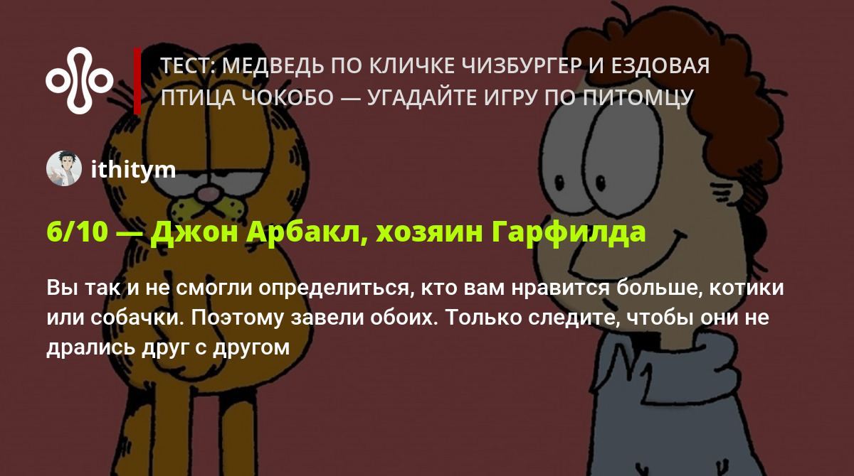 Тест: медведь по кличке Чизбургер и ездовая птица Чокобо — угадайте игру по  питомцу