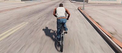 Новости GTA: The Trilogy – The Definitive Edition: В ремастере GTA: San Andreas нашли новый баг — Си Джей на велосипеде стал почти Суперменом